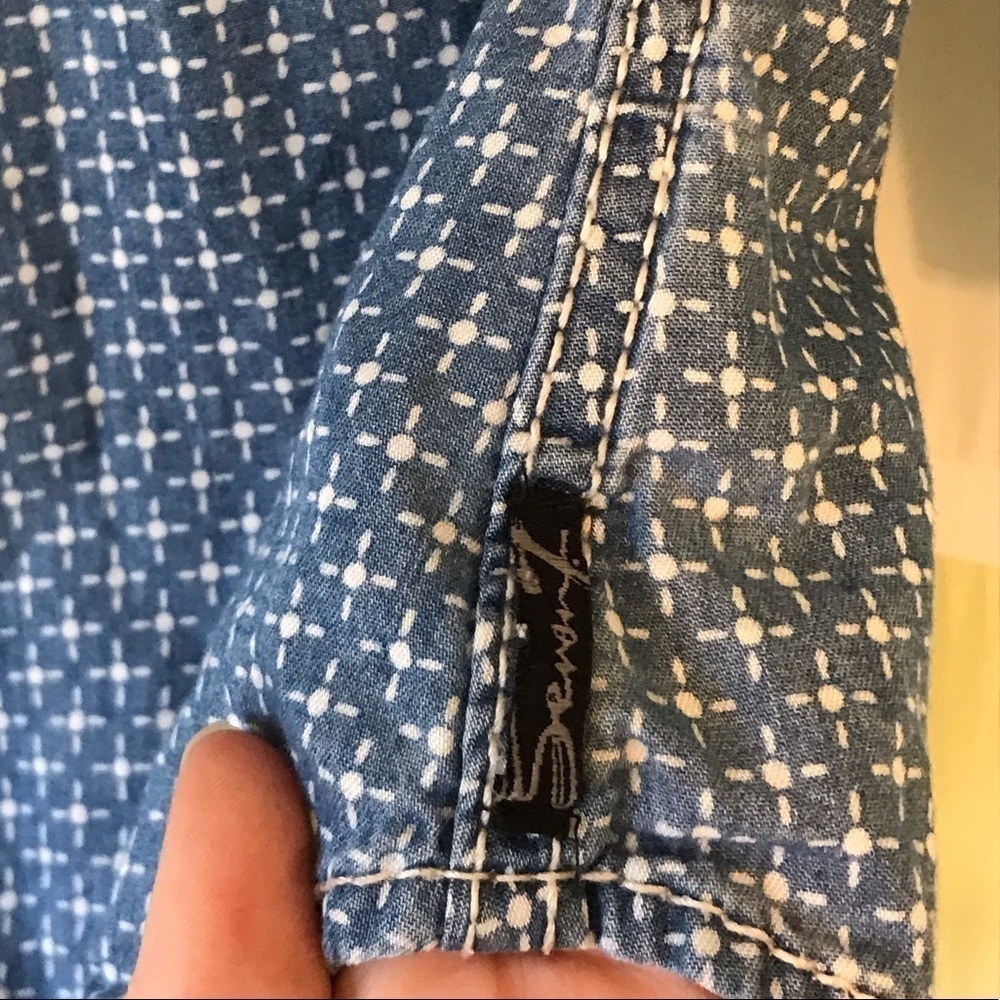 Seven7 Chambray Patterned Button Down Top XS - image 4